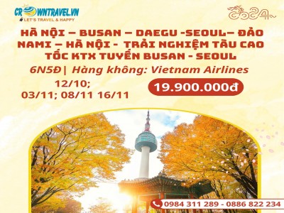 HÀ NỘI – BUSAN – DAEGU -SEOUL– ĐẢO NAMI – HÀ NỘI TRẢI NGHIỆM TÀU CAO TỐC KTX TUYẾN BUSAN - SEOUL