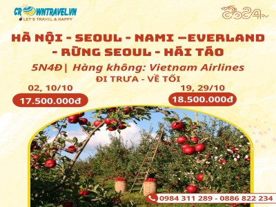 HÀ NỘI - SEOUL - NAMI – EVERLAND - RỪNG SEOUL - HÁI TÁO