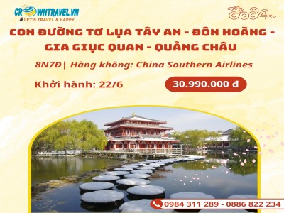 TÂY AN – LĂNG MỘ TẦN THỦY HOÀNG – CÔNG VIÊN ĐỊA CHẤT ĐAN HÀ – GIA DỤC QUAN – VẠN LÝ TRƯỜNG THÀNH – MINH SA SƠN – NGUYỆT NHA TUYỀN – HANG MẠC CAO - TOUR NO SHOPPING – CƯỠI LẠC ĐÀ